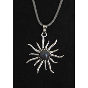 Кулон из агата серого "солнышко", круг 12мм