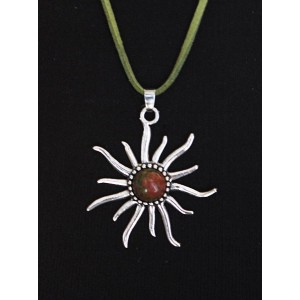 Кулон из унакита "солнышко", круг 12мм