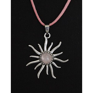 Кулон из кварца розового "солнышко", круг 12мм