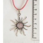 Кулон из кварца розового "солнышко", круг 12мм