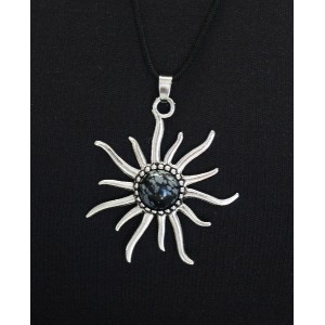 Кулон из обсидиана снежного "солнышко", круг 12мм