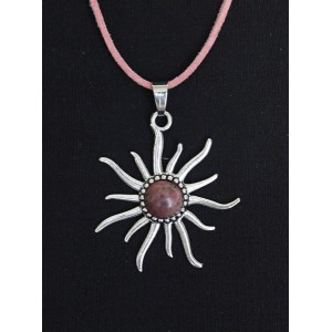 Кулон из родонита "солнышко", круг 12мм