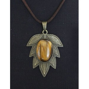 Кулон из тигрового глаза "лист", овал 25х18мм