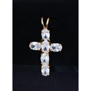 Кулон из циркона белого "крест"