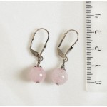 Cерьги из розового кварца, шарик 10мм, шапочка "ромашка"