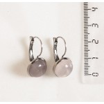 Cерьги из розового кварца, круг 12мм, нерж. сталь