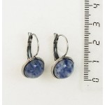 Cерьги из лазурита (бело-синий), круг 12мм, нерж. сталь