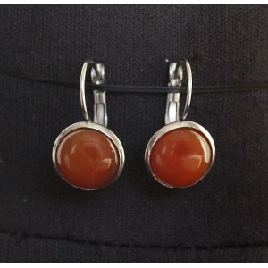Серьги из сердолика, круг 12мм, нерж. сталь