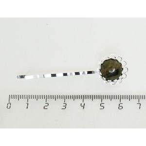 Заколка-невидимка с унакитом, круг 12мм