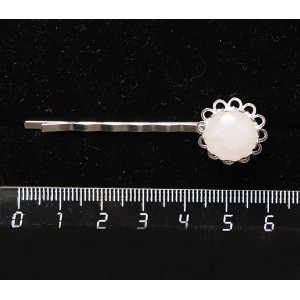 Заколка-невидимка с кварцем розовым, круг 12мм