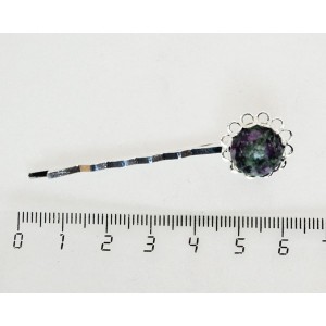 Заколка-невидимка с цоизитом, круг 12мм