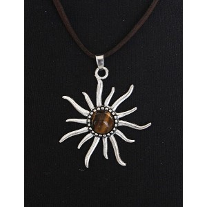 Кулон из тигрового глаза "солнышко", круг 12мм