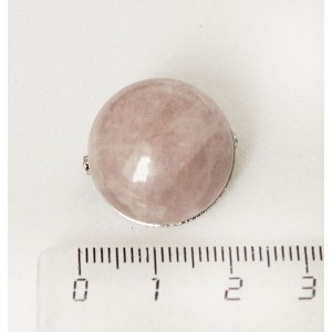 Брошь из розового кварца, круг 20мм