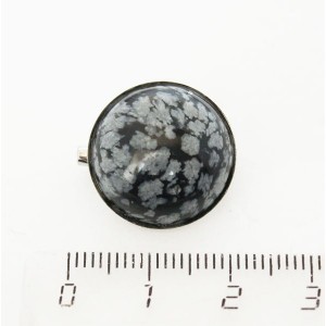 Брошь из обсидиана снежного, круг 18мм