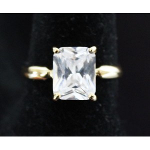 Кольцо с цирконом белым "квадрат"