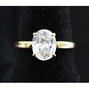 Кольцо с цирконом белым "овал"