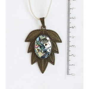Кулон из гелиотиса (мозаика) "лист", овал 25х18мм