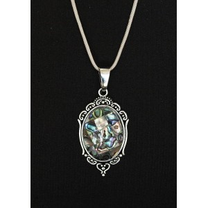 Кулон из гелиотиса (мозаика), овал 25х18мм, оправа "медальон"