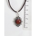 Кулон из сердолика "2 цветка", круг 12мм