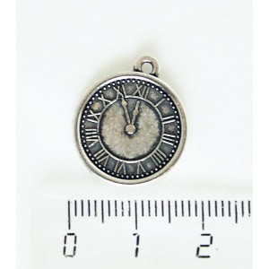 Подвеска "часы", цвет античное серебро, размер 20х18х2мм