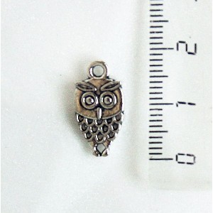 Подвеска "сова", цвет ант. серебро, двусторонняя, 18х9.5х3мм
