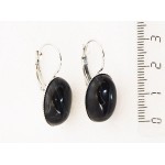 Серьги из агата черного, овал 18х13мм замок петелька