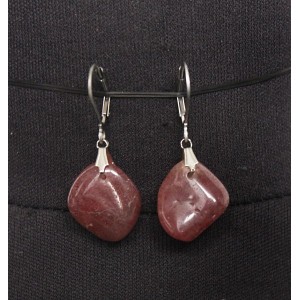 Серьги авантюрина вишневого, галтовка