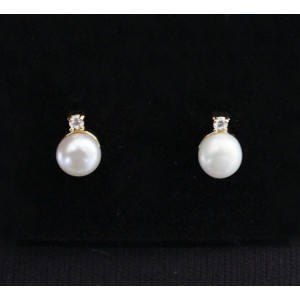 Серьги из жемчуга белого "1 жемчужина, 1 циркон"