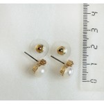 Серьги из жемчуга белого "1 жемчужина, 1 циркон"