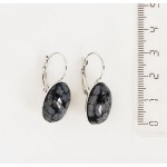 Серьги из обсидиана снежного, овал 18х13мм замок петелька