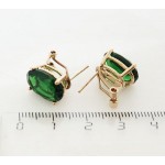 Серьги из циркона зеленого "овал простой" замок гвоздик+лапка
