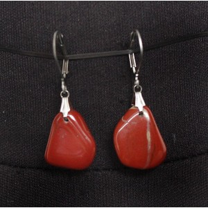 Серьги из яшмы красной, галтовка