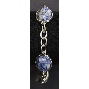 Браслет из лазурита (бело-синий), овал 18х13мм+цепочка