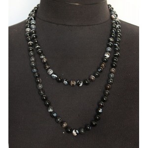 Бусы из агата черного, длинные 110см, шарик 8мм