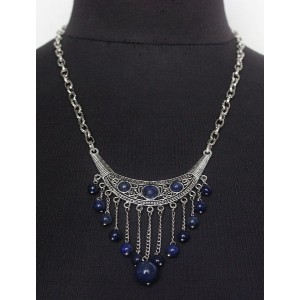 Колье из лазурита, на цепочке, шарик 6 и 8 мм, коннектор "луна"