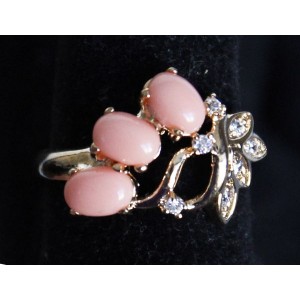 Кольцо с кораллом (оранжевый) "ягодная гроздь"