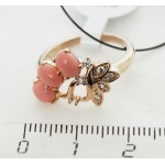 Кольцо с кораллом (оранжевый) "ягодная гроздь"