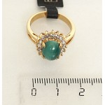 Кольцо с малахитом "овал в цирконах"