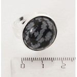 Кольцо с обсидианом снежным, круг 18мм, безразмерное