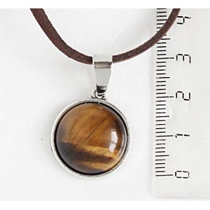 Кулон из тигрового глаза, круг 18мм
