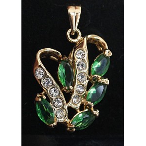Кулон из циркона зеленого "5 рис волна"