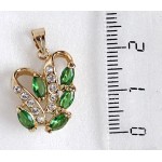 Кулон из циркона зеленого "5 рис волна"