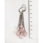 Серьги из розового кварца "3 цепочки"
