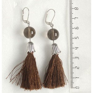 Серьги из раухтопаза, шарик 12мм+кисточка