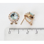 Серьги из циркона голубого круг в цирконах