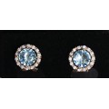 Серьги из циркона голубого круг в цирконах