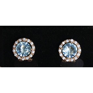 Серьги из циркона голубого круг в цирконах