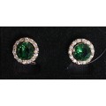 Серьги из циркона зеленого "круг в цирконах"