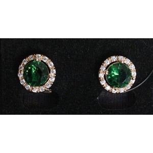 Серьги из циркона зеленого "круг в цирконах"