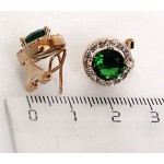 Серьги из циркона зеленого "круг в цирконах"